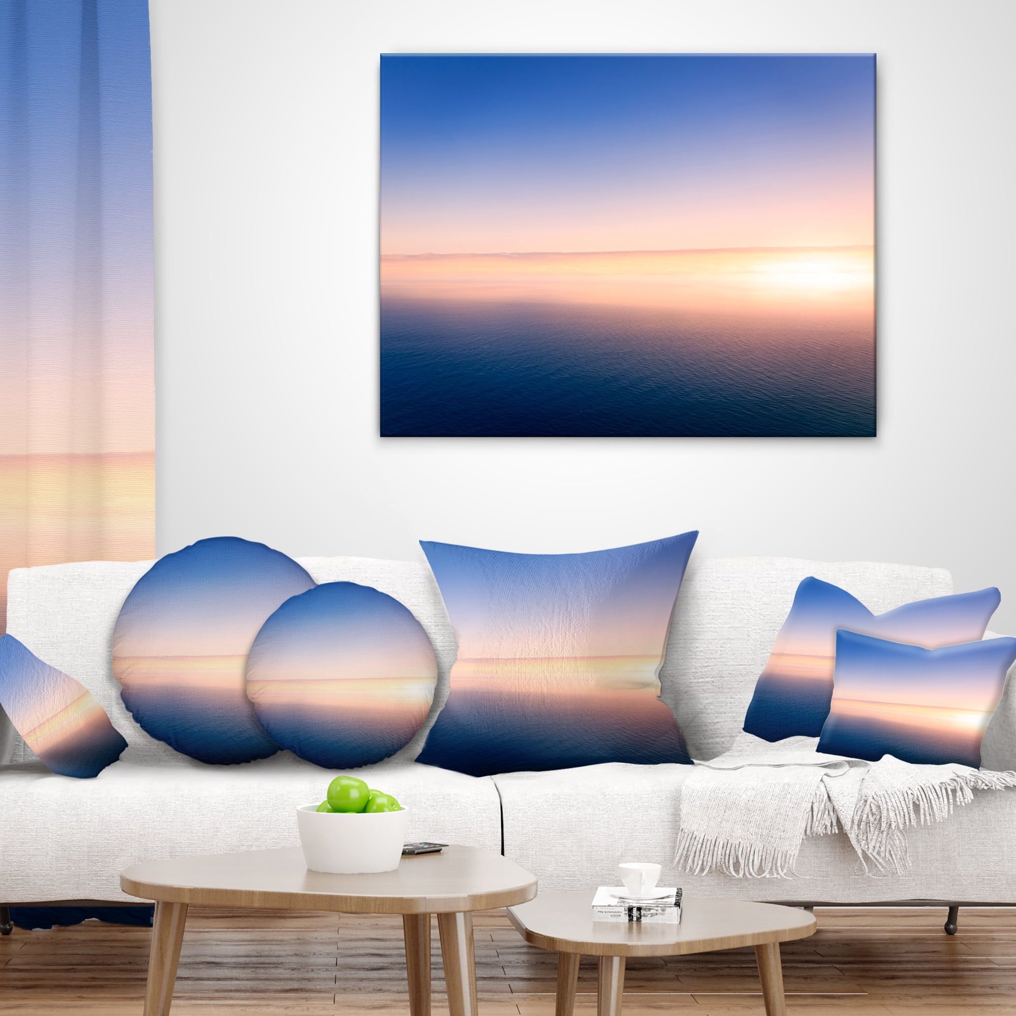 Designart Clear Blue Sky above Clouds - Oversized Beach Throw Pillow - 18x18