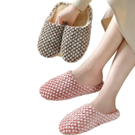 

KYAIGUO Women Men Cotton Slippers House Shoes Plush Lined Shoes Non-slip Comfortable Shoes
