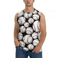 thumbnail image 2 of Lsque Cute Baseball Print Men's Cotton Blend Sleeveless Muscle Shirts (S-3XL)- Moisture Wicking, Odor Protection, UPF 30+,XX-Large, 2 of 8