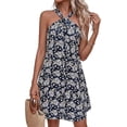 thumbnail image 3 of PRETTYGARDEN Womens Summer Halter Mini Dress Sleeveless Boho Floral Short Sundress Casual Flowy Beach Dresses, 3 of 10