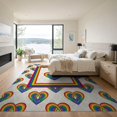 thumbnail image 3 of ODIKA Interlocking Bold Border Welcome Striped Doormat Motif Door Playful for Great Room, Indoor Open Concept, Large Living Low Profile Flatwoven, 3 of 7