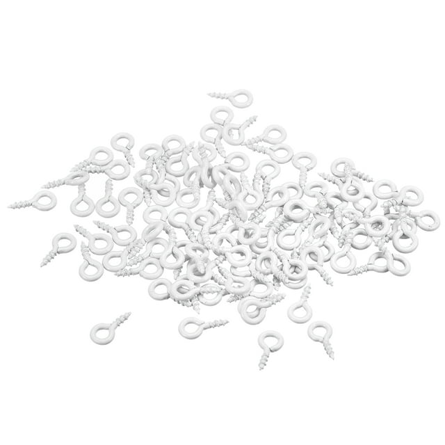 500uds Pequeño Tornillo Ojo Pasadores Ganchos Mini Ojales Tornillos Roscados, 4x8x1mm Autorroscante Tornillo para Joyería Fabricación Accesorios Bricolaje Artesanía, Blanco
