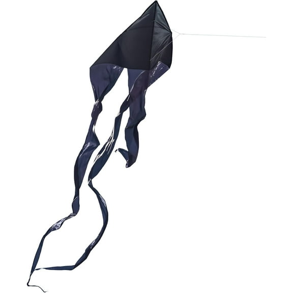 In the Breeze 3393 — Black 77-inch Wave Delta Kite — Single Line Kite, Ripstop and Taffeta Fabric, Line and Bag Included