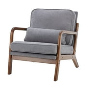 EDX Mid Century Modern Accent Chair, Comfy Fabric Living Room Chairs with Solid Wood Frame, Lounge Reading Armchair, Easy Assembly