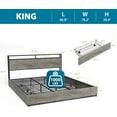 thumbnail image 2 of AENKYO King Size Bed Frame with LED Lights, Storage Headboard & 4 Drawers, Built-in Charging Station, Rustic Gray, 2 of 8