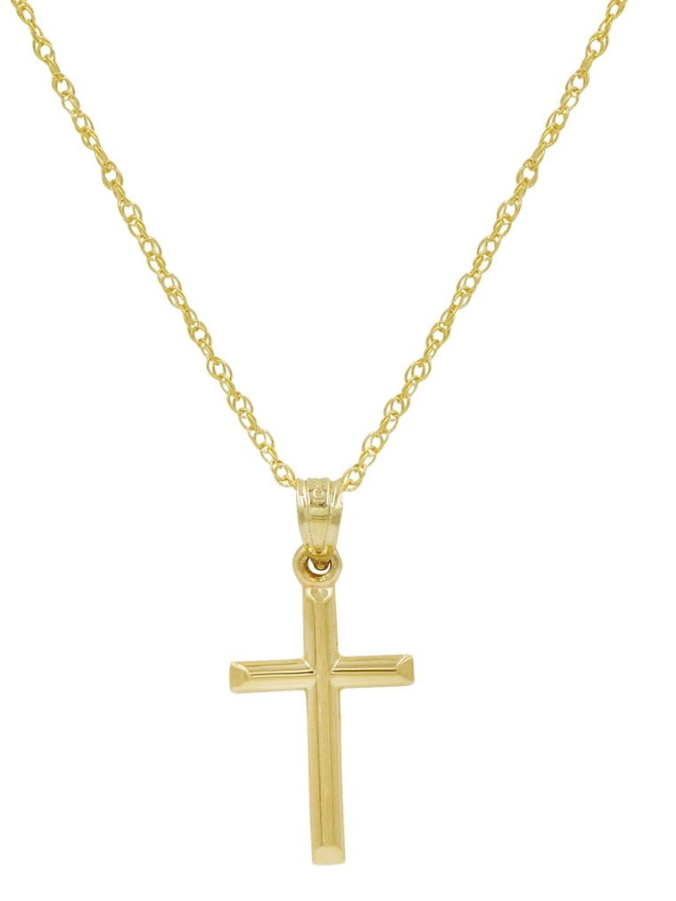 20 Mariner Chain Ice on Fire Jewelry 10k Yellow Gold Cross Pendant Necklace