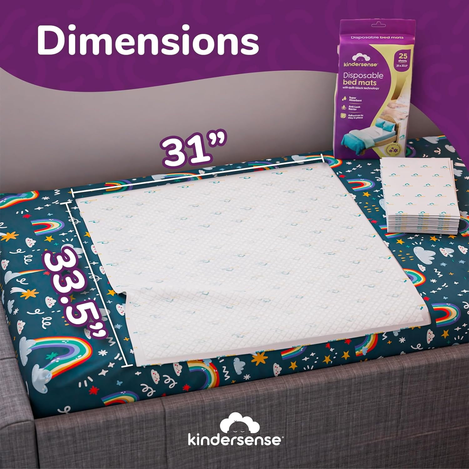 KinderSense Ultra Absorbent Disposable Bed Pads for Potty Training 36" x 30" (25 Count)
