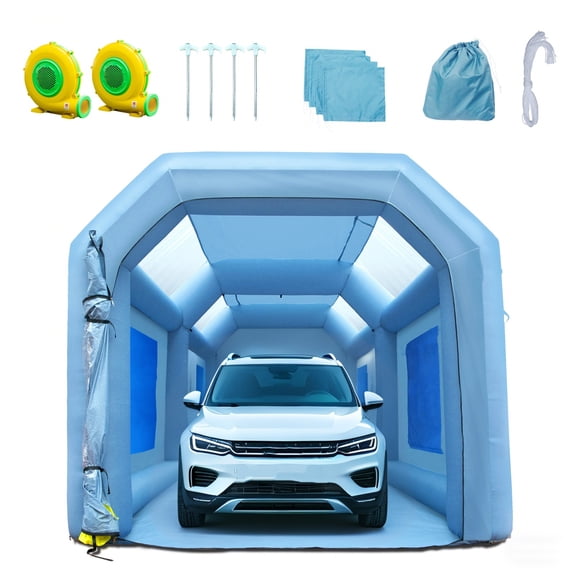 KFFKFF 20x10x8ft Inflatable Paint Booth with Dual Blowers, Spray Booth Tent with Air Filtration System for Vehicle Painting, Workstation, and Motorcycle Garage