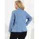 thumbnail image 5 of Women's Plus Size Denim Jacket Notched Lapel Color Block Stretch Blazer Light Blue 3X, 5 of 6