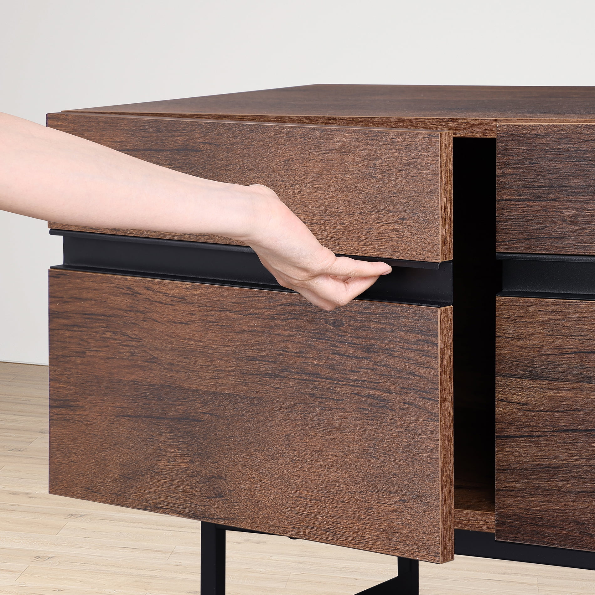 FITUEYES TV Stand with Drawers for TVs up to 75", Brown