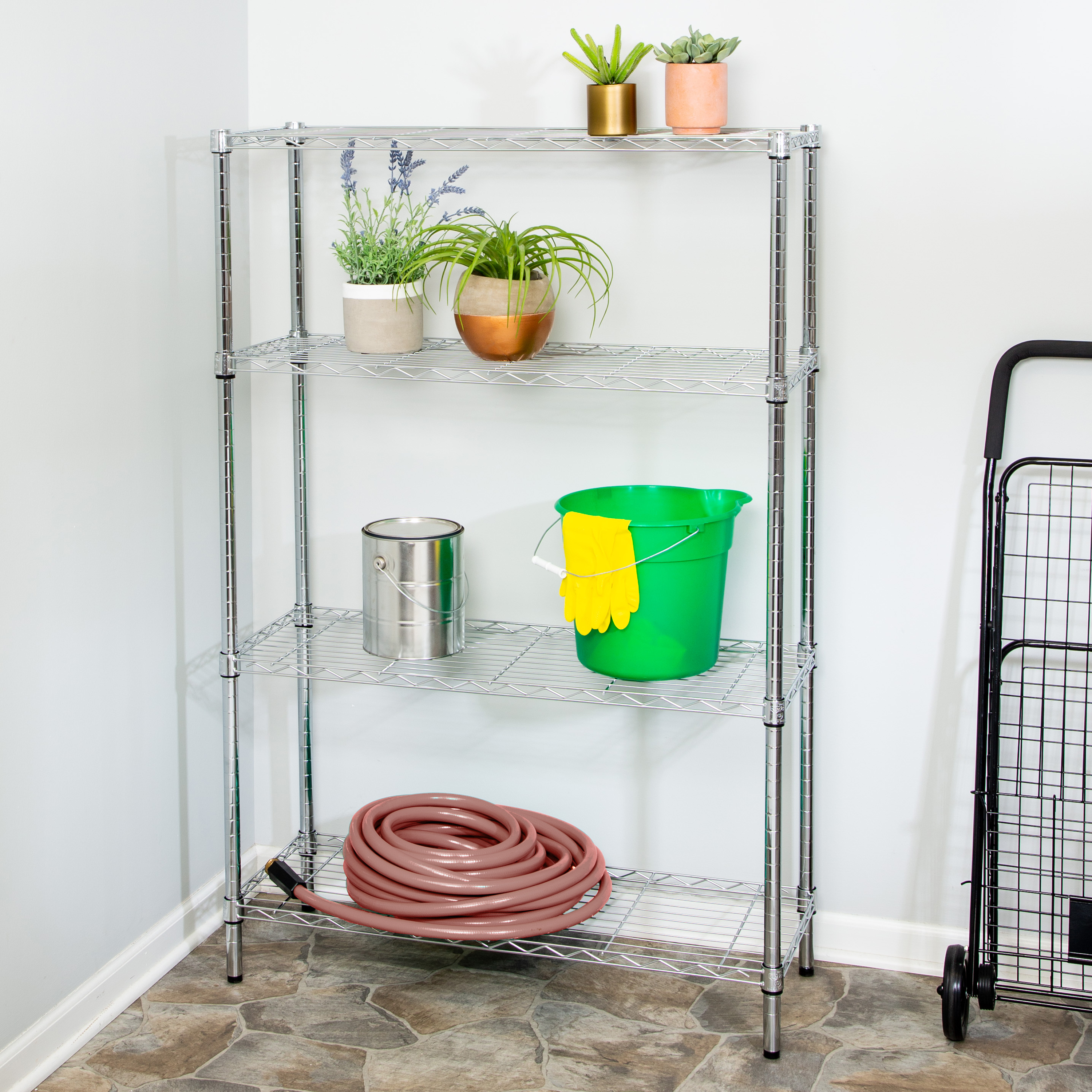 Honey Can Do 4-Tier Heavy-Duty Adjustable Shelving Unit With 250-Lb Weight Capacity, Chrome, Basement/Garage - image 5 of 5