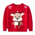 thumbnail image 2 of Odeerbi Kids Boys Girls Christmas Sweater Cute Winter Thermal Knit Crewneck Sweater Kids Baby Fall Christmas Pullover Sweater Knitted Bottoming Shirt Kids Clothes Red, 2 of 5