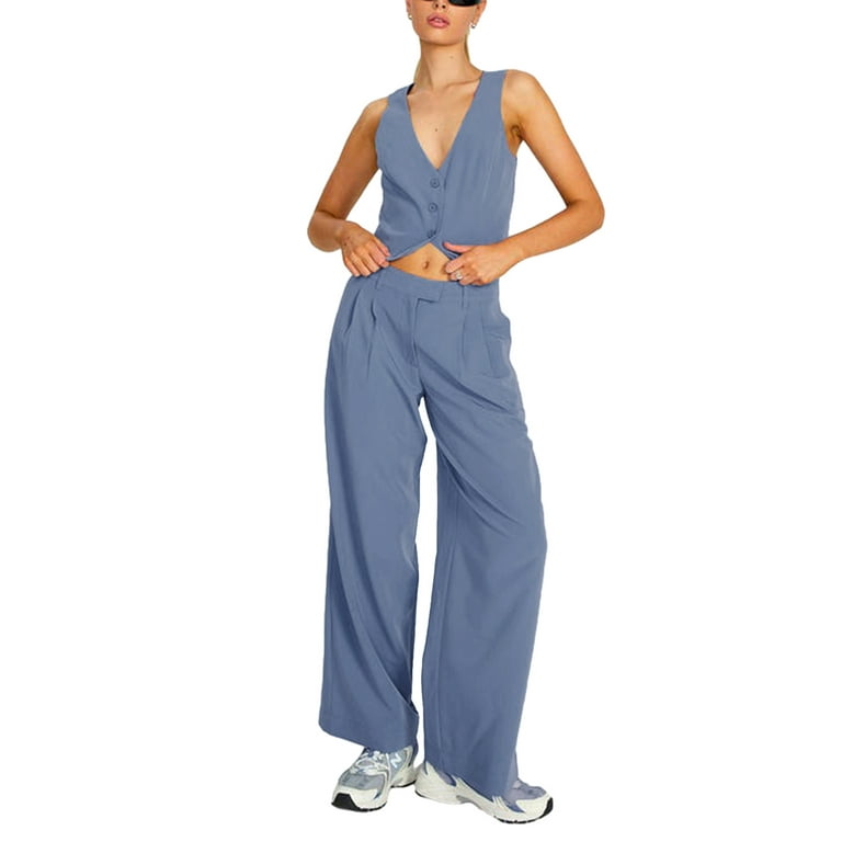 Women 2yk Casual Suit Vest Sleeveless V Neck Button Vest