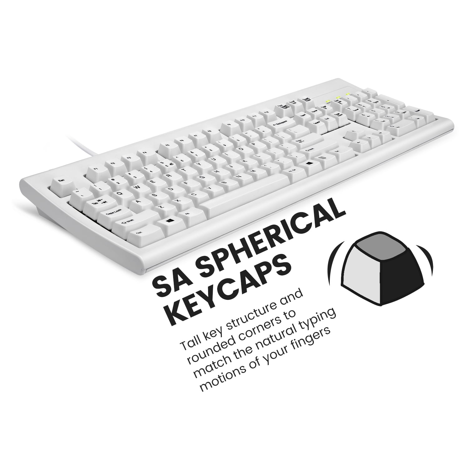 Perixx Periboard-106 Performance Wired USB Computer Keyboard with Curved Keys - White