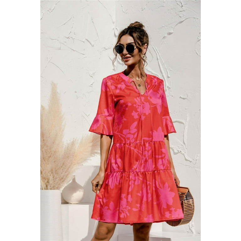 T shirt dress with ruffles cheap
