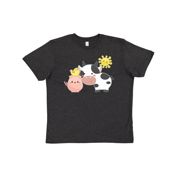 Inktastic Fun Farm Animals- cow, pig, chick Youth T-Shirt