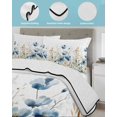 thumbnail image 4 of Quilts Twin XL Size, Blue Spring Floral Soft Comforter Bedding Set for Bed, Watercolor Blooming Summer Botanical Lightweight Quilted Bedspread with Pillow Cover(2 Pieces) for All Season, 68x98 Inch, 4 of 6