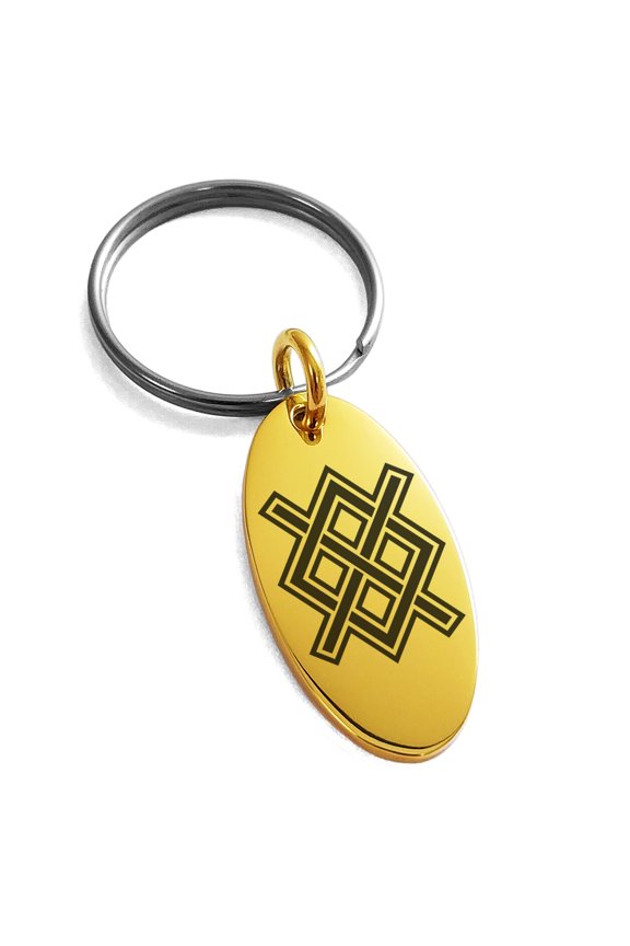 Stainless Steel Gungnir Rune Viking Norse Engraved Small Oval Charm Keychain Keyring