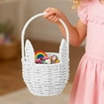 thumbnail image 3 of TAROFISH Easter Basket for Kids, Woven Wicker Basket, Easter Bunny Baskets with Handle, Gift Baskets, Egg Buckets Gifts Tote Bags Egg Basket for Kids, Boys, Girls,White, 3 of 6
