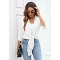 thumbnail image 3 of SHOWMALL Women's Casual Lightweight Open Front Cardigans Soft Draped 3/4 Sleeve Cardigan, US Size XL, White, 3 of 8
