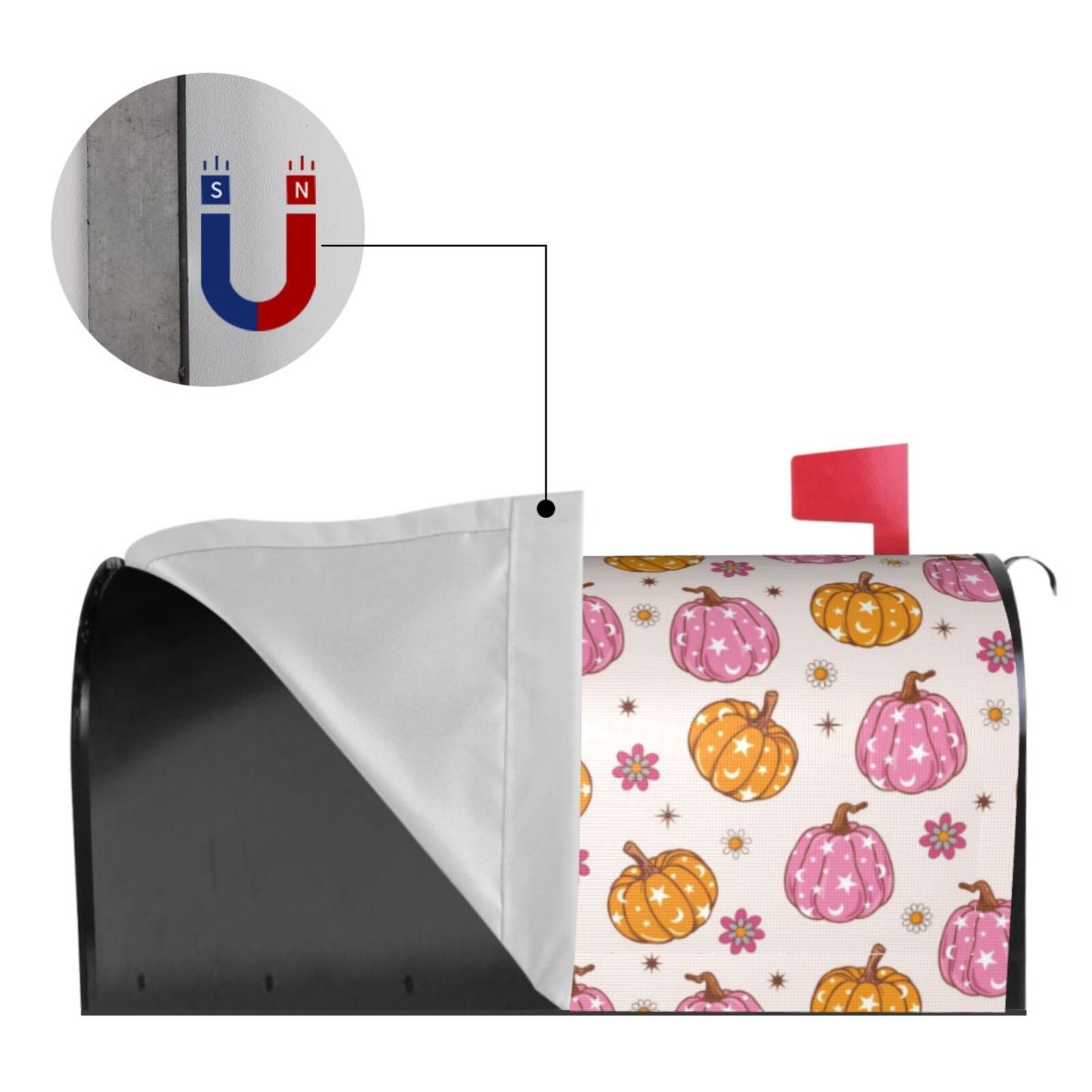 Hirioo Fall 70s Groovy Hippie 1 for Magnetic, Waterproof Mailbox Cover,Perfect for Fall, Winter, Spring, and Summer Outdoor Decor-21x18 in