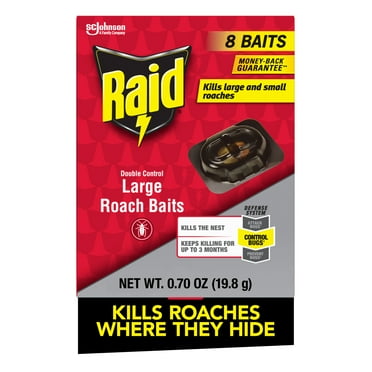 Raid Double Control Large Roach Insect Killer Bait, Insecticide Baits for Roaches, 8 Count