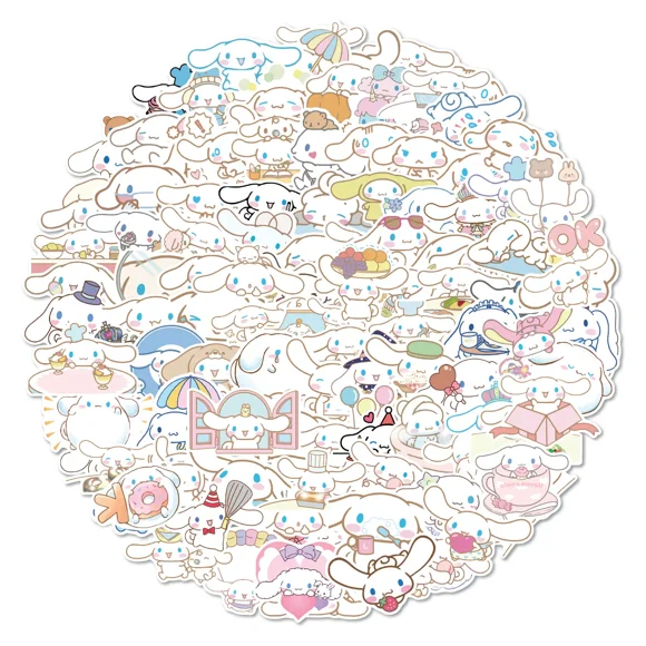 10/30/50/100 Pcs Autocollants Mignons Dessin Animé Sanrio Cinnamoroll Décalcomanies pour Vélo Scrapbook Journal Voiture Papeterie Ordinateur Portable Cadeau Autocollants Cadeau 50 Pcs