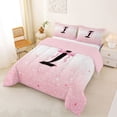 thumbnail image 2 of jejeloiu Chic Glitter Print Queen Comforter Set For Girls,Bow Theme Monogrammed Alphabet I Bedding Comforter Set For Kids,Pink Reversible,3-Piece, 2 of 7