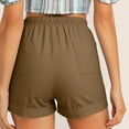 thumbnail image 5 of HAOTAGS Shorts for Women, Solid Color Tie Belt Elastic Waist Pocket Casual Shorts Brown 5XL, 5 of 9