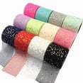 thumbnail image 2 of Nvzi Rollo de cinta de tul de tela con estampado en caliente de 25 yardas con diseño de luna y estrellas, 6 cm de ancho, para decoración,cinta decorativa para manualidades, color beige, 2 of 5