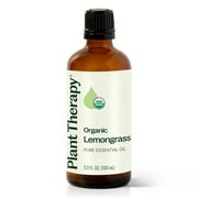 Plant Therapy Lemongrass Organic Essential Oil 100% Pure, USDA Certified Organic, Undiluted 100 mL (3.3 oz)