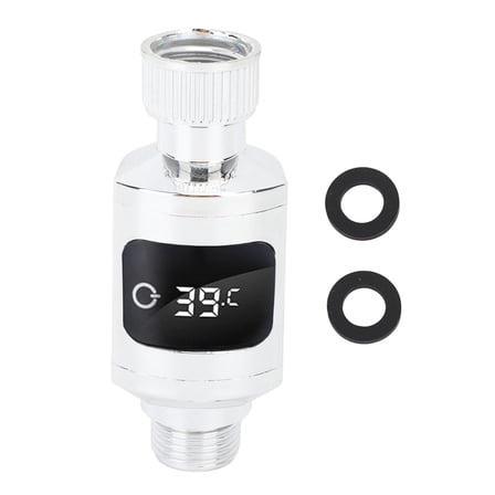 BIMZUC Stainless Steel Shower Thermometer – Waterproof LED Digital Display, 1/2” Nut, Accurate Water Temperature Monitor for Bathroom & Kitchen