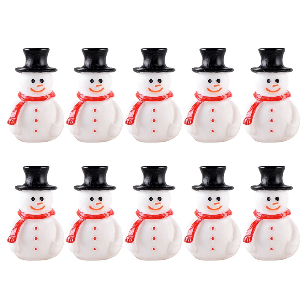 Mini Snowman Figurines Cute 10pcs Tiny Christmas Figurines Mini Snowmen  Ornament