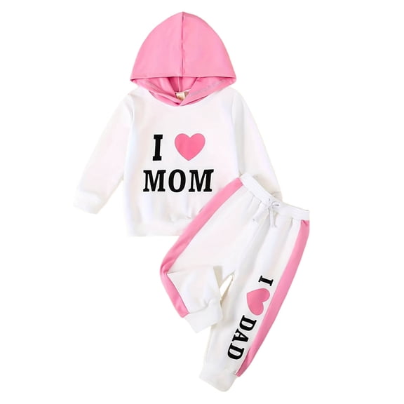 Tiijoy Newborn Girls Outfits Letter Print Pullover Hoodie and Sweatpants Set, Sizes 6-9M