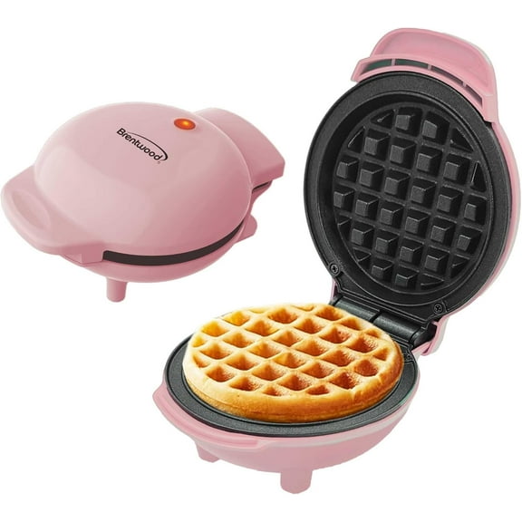 BRENTWOOD(R) TS-2144PK Brentwood TS-2144PK Non-Stick 4” Mini Maker for Waffles, Keto Chaffles, Hash Browns, and More, Heart, Pink