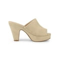 thumbnail image 3 of BLISSFUL STEP Women's Shoes Chunky Platform Open Toe Slides Block Heel Sandals Beige 6, 3 of 8