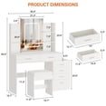 thumbnail image 2 of Vanity Desk with Mirror and Lights, Makeup Vanity Set with 6 Drawers and Shelves, White Vanity with Charging Station, Vanity with Stool & 3 Lighting Color Adjustable, 2 of 7
