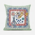 thumbnail image 2 of Amrita Sen Designs CAPL615FSDS-BL-16x16 16 x 16 in. Love Your Vase Peacock Suede Blown & Closed Pillow - Red, White & Blue, 2 of 6