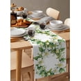 thumbnail image 3 of Green Botanical Blooms Burlap Cotton Table Runner 14x72 Inches Long, Spring Floral Leaves Wreath Farmhouse Table Runners, Outdoor Dining Tablecloths Decor for Baby Shower/Party/Wedding, 3 of 6