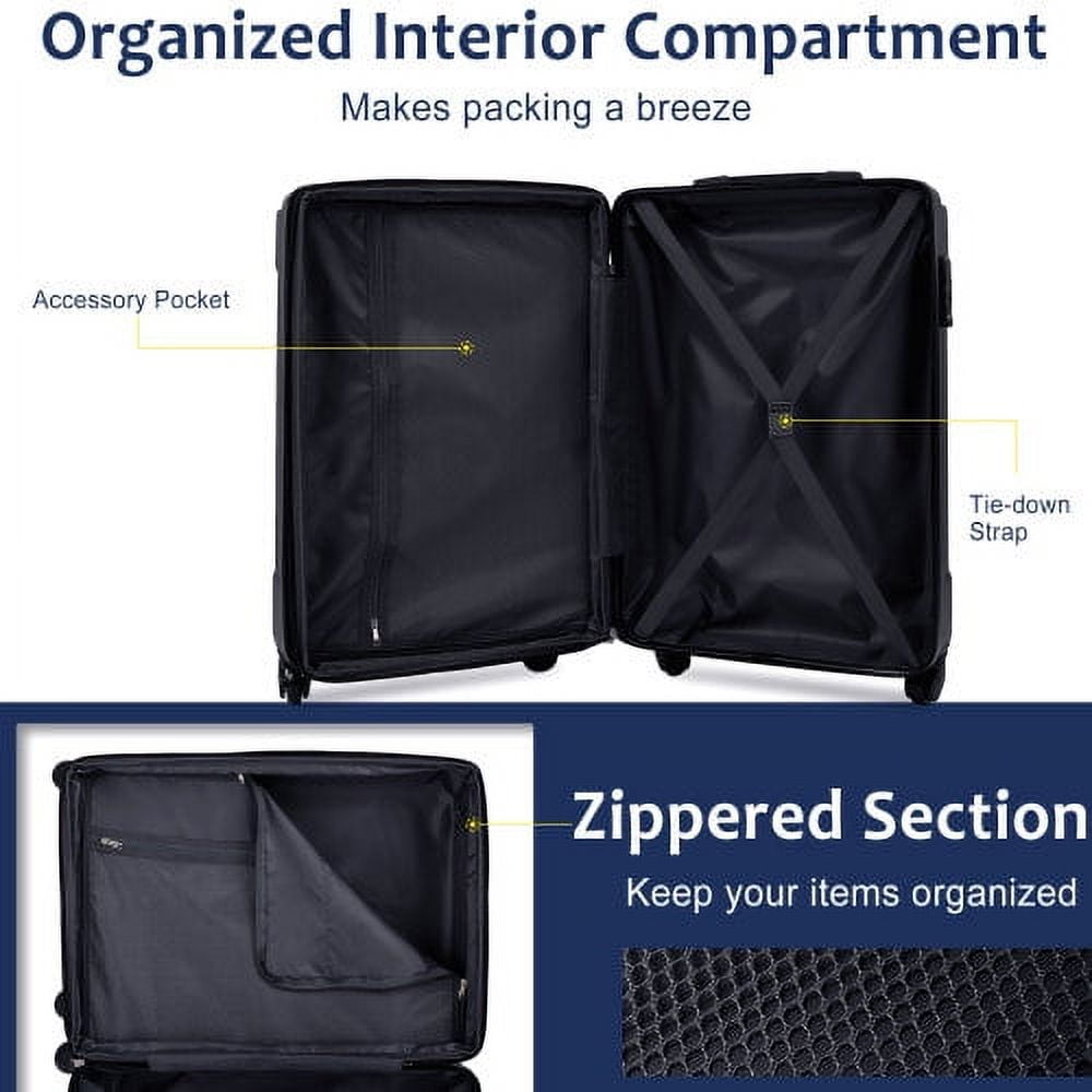 Carry on Luggage 24 inch, ABS+PC Lightweight 65L Capacity Hardshell Suitcase with TSA Lock & Wheels for Travel Trip