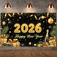 thumbnail image 5 of Gold Theme 2026 New Year Banner Golden Balloons Happy New Year Display Firework Design Star Patterns 2026 Celebration Background for New Year Party 2026 Celebration Indoor Decoration, 5 of 9