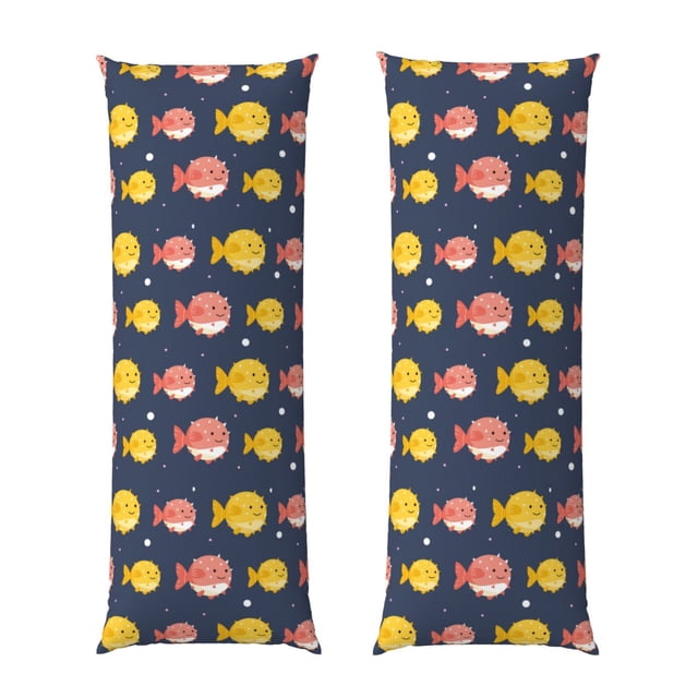 Fotbe Cute Puffer Fish Funda para Almohada Corporal con Diseño, Funda de Microfibra Ultrasuave de 20x54 Pulgadas, Ropa de Cama Elegante