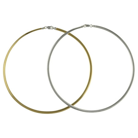 - Sterling Silver 4mm Reversible Two Tone Omega Necklace Italian Italy Solid .925 Jewelry