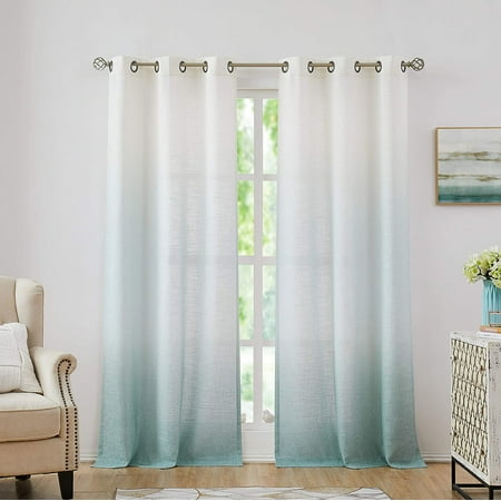 Aqua Blue Window Ds Treatment, Cream White Curtains Living Room