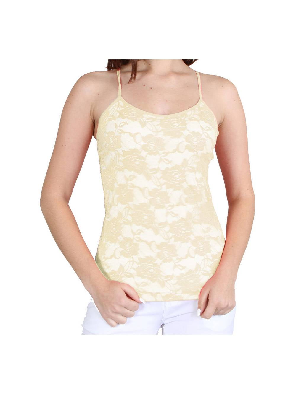 Women's Adjustable Camisole Seamless Lace Tank Top Stretch Nylon One Size Fits Most PARENT