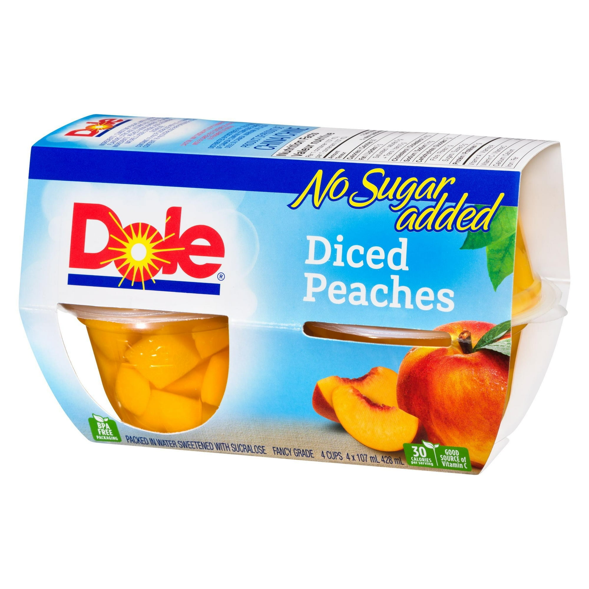 Dole Diced Peaches in Water, 4 Cups, 428 mL