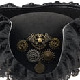 thumbnail image 6 of Jiibva Renaissance Pirate Hat with Lace Brim Steampunk Style Cap Halloween Costume Accessories for Pirates, 6 of 7