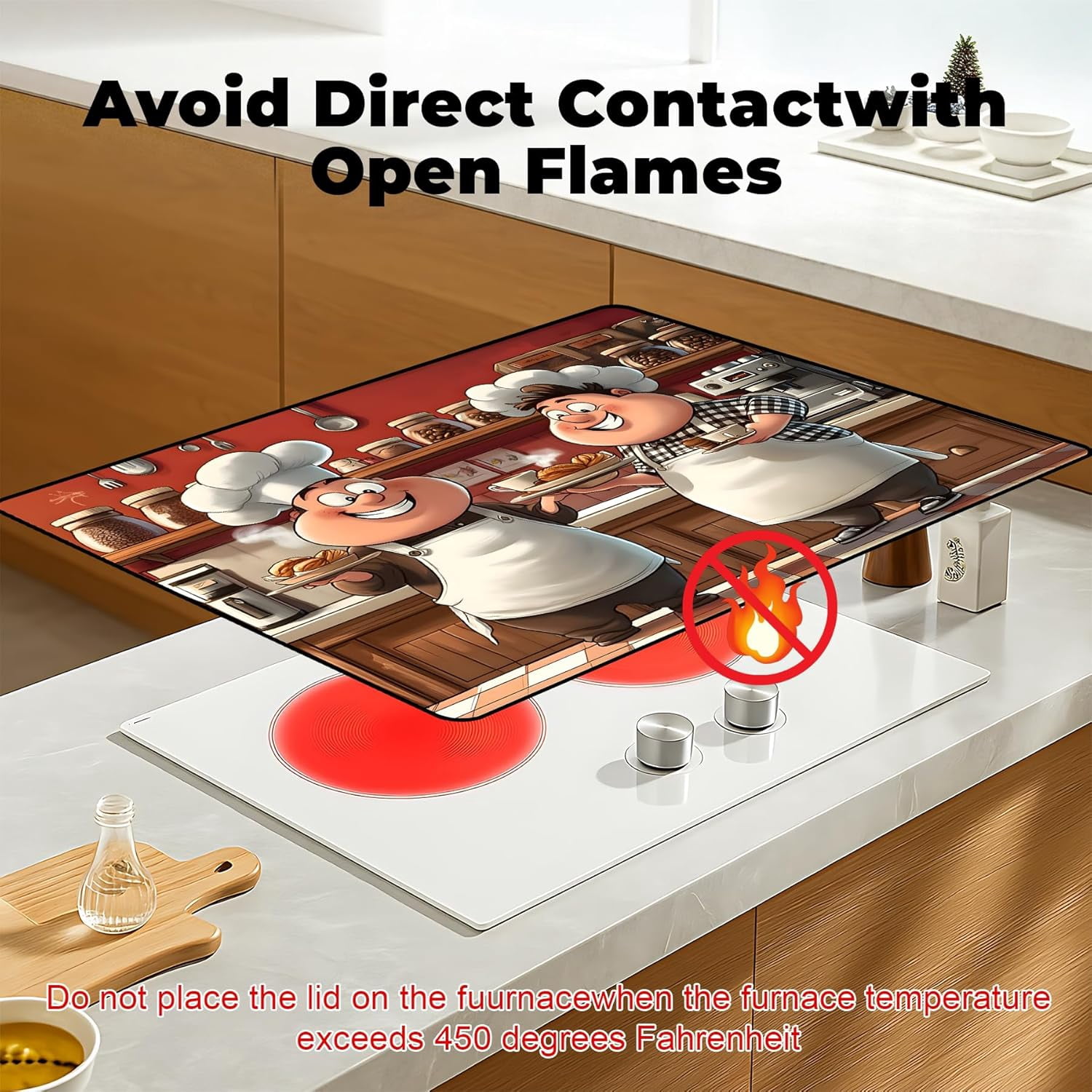 Heat-Resistant Glass Stove Top Cover with Anti-Slip Rubber Coating – Electric Stove Protector, Scratch-Resistant, Expands Counter Space, Stylish Kitchen Decor (Cooks)