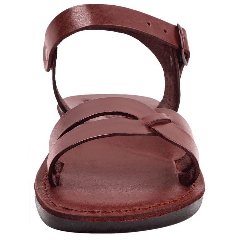 Jerusalem Sandals Men\'s Tan Leather Double-Strap Slide Sandals 41 Amazon.com | Jerusalem Sandals Men main image 3