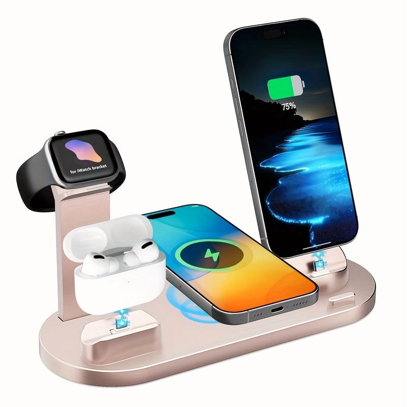 Multi-Device Wireless Charger Station for Samsung S25/S24/S23/S22 Ultra, iPhone 16-11 Series, AirPods Pro, Google Pixel & Android Phones, Wired/Wireless Charging